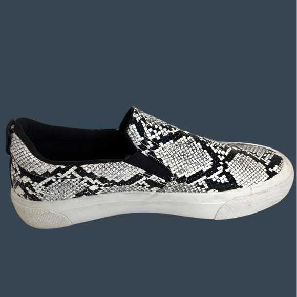 Slip-On Sneakers Black White Snake Flats Casual Walking Shoes Jenn Ardor Size 10 - Picture 9 of 12